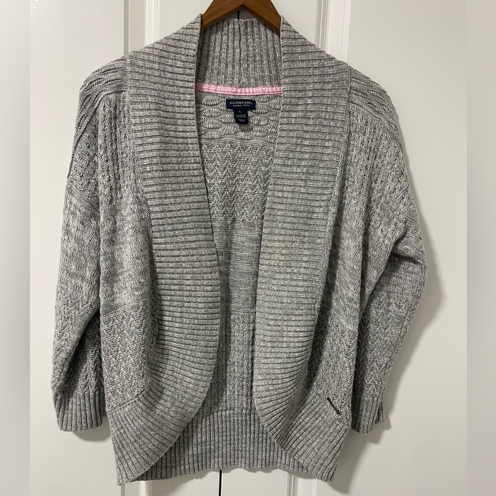 US POLO ASSIN-grey knit cardigan